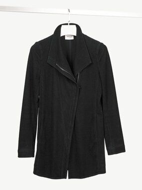 Akris Punto Black Flocked Asymmetrical Zip Moto Jacket